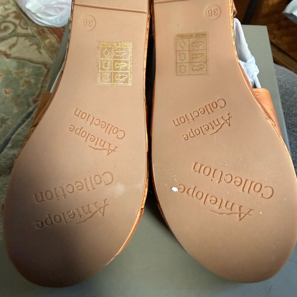Antelope Tan Leather Crisscross Sandals - Picture 6 of 8